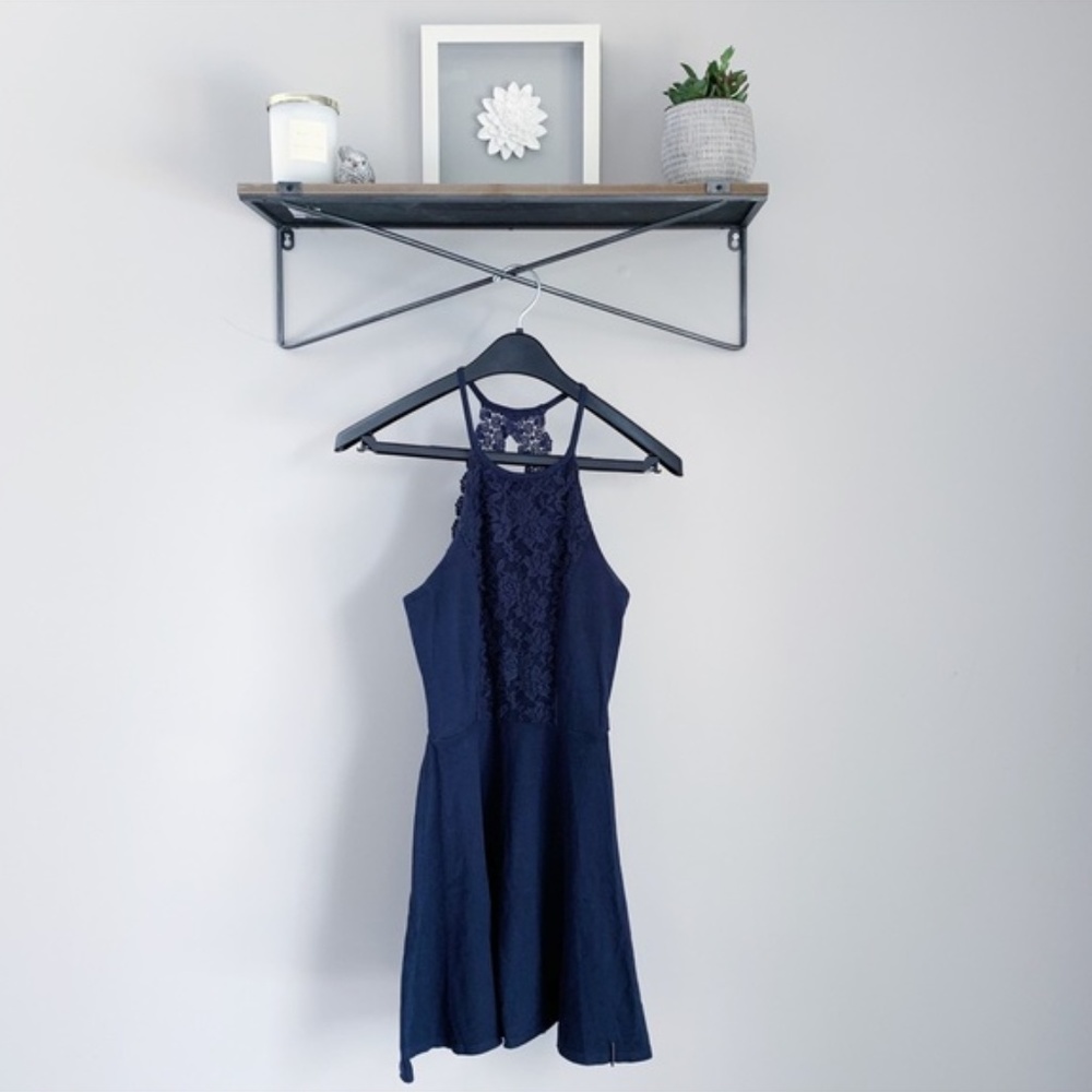 A&F High Neck Lace Detailed Skater Dress